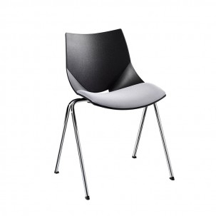 Shell chair with silver gray bilayer epoxy structure and black plastic shell